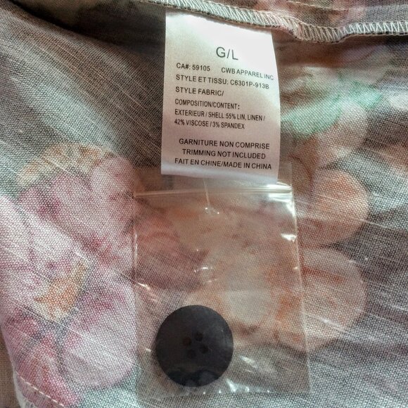 Charlie B Gardenia Print Linen Blend NWT Colorful Floral Blazer Size Large - Picture 7 of 8